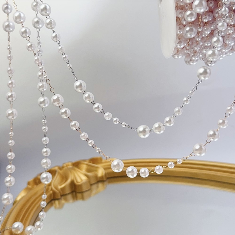 1meter 3-8mm Faux Pearl Beadin - Sewing Production 评论和价格