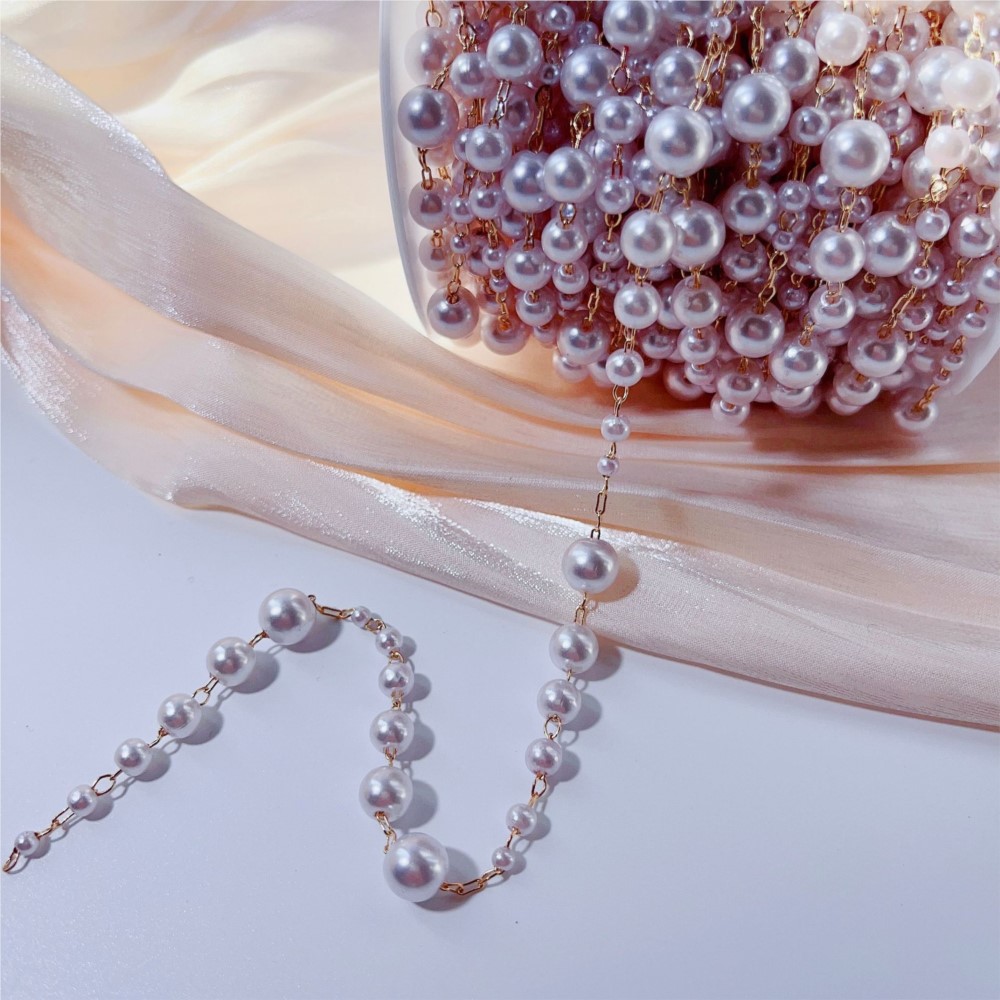 1meter 3-8mm Faux Pearl Beadin - Sewing Production 评论和价格