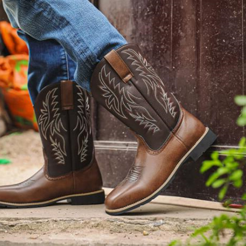 New Men High Boots Embroidery  - Sewing Embroidery Fabric 评论和价格