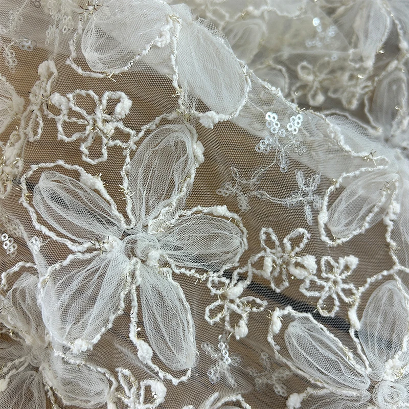 3D Embroidered Sequin Mesh Fab - Textile Sewing Techniques 评论和价格