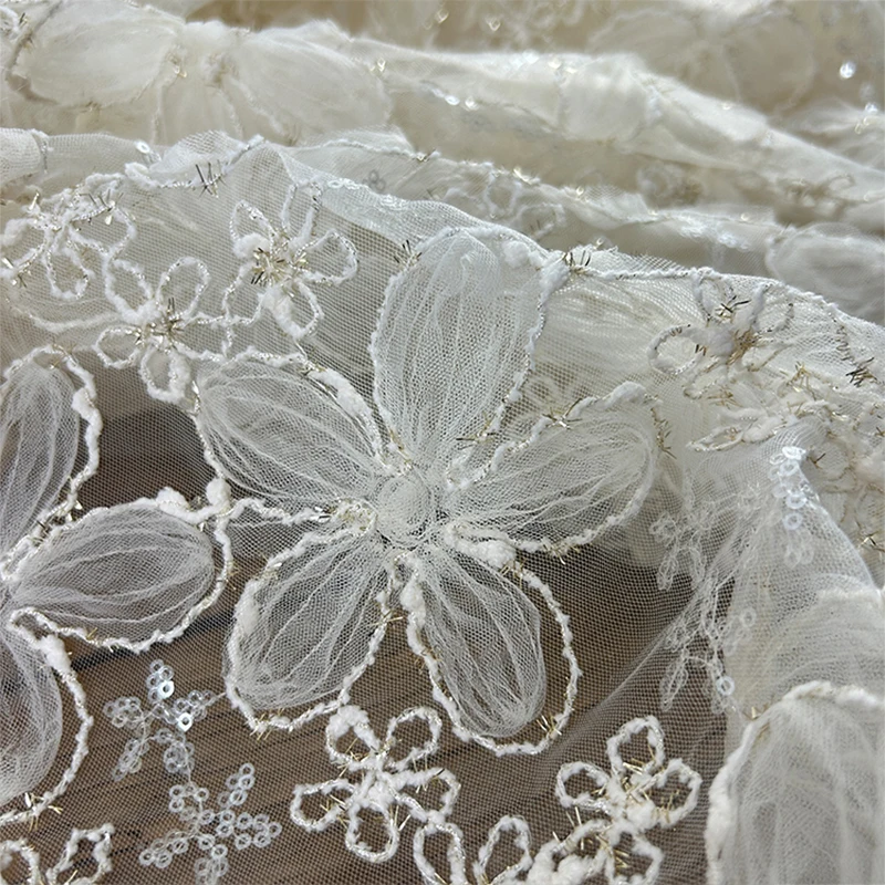 3D Embroidered Sequin Mesh Fab - Textile Sewing Techniques 评论和价格