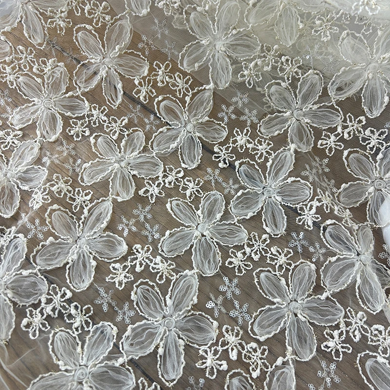 3D Embroidered Sequin Mesh Fab - Textile Sewing Techniques 评论和价格