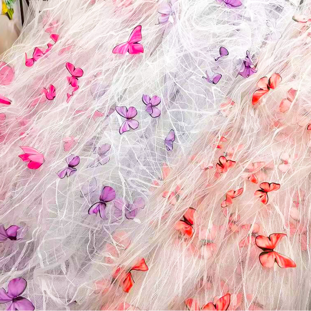 1Yard 3D Vivid Butterflies Lac - Sewing Embroidery Fabric 评论和价格