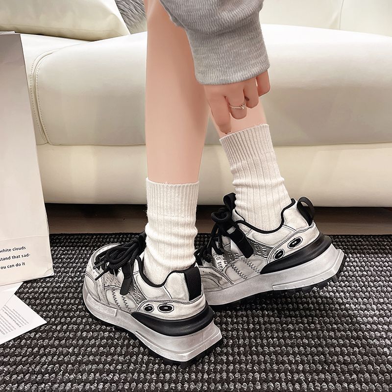 Autumn Vintage Chunky Sneakers - Sewing Latex 评论和价格