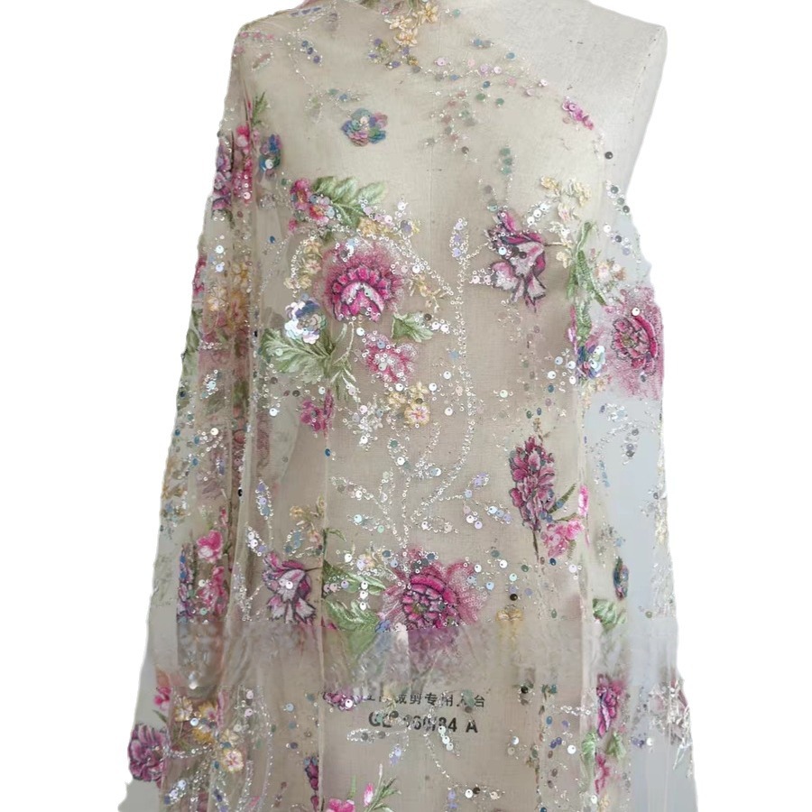 1M 120Cm Wide Luxury Beaded La - Sewing Embroidery Fabric 评论和价格