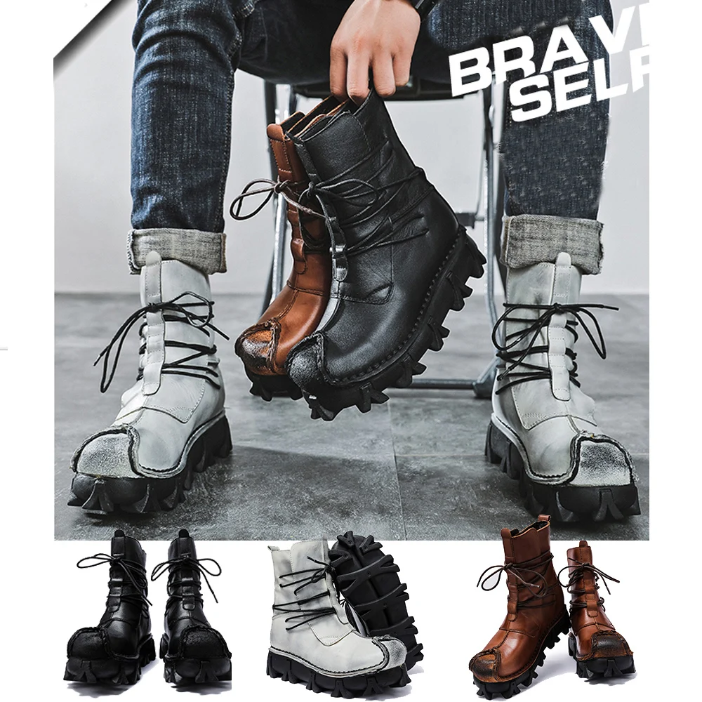 Men's Genuine Leather Skull Bo - Sewing Latex 评论和价格